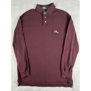Vintage Polo Ralph Lauren Pheasant Long Sleeve Polo Shirt Men’s L Maroon Logo